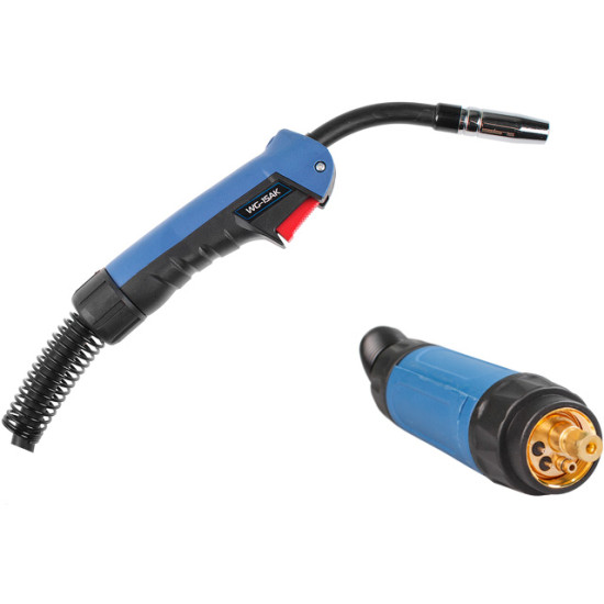 Горелка сварочная MIG MAG WG-15AK (3м, 180А) SOLARIS (CO2 - 180A; Ar(Ar+CO2) - 150A; 0.6-1.0мм; ПВ - 60%; 3 метра; М6) (WG-15AK3)