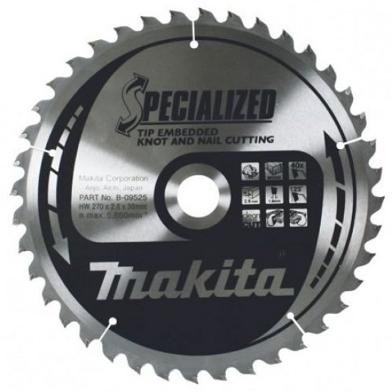 Пильный диск для демонтажных работ,270x30x1.8x40T, MAKITA, B-09525
