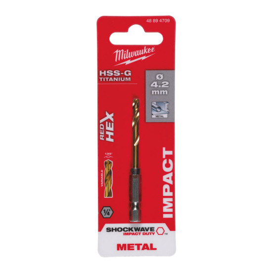 Сверло по металлу SWave HSS-G Ti. 4.2mm (1шт), MILWAUKEE, 48894709