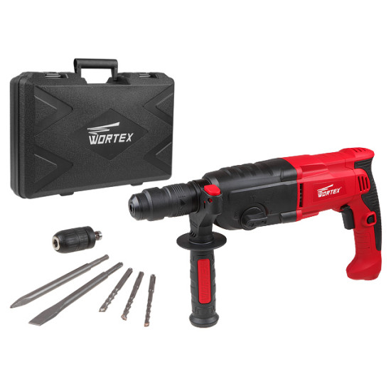 Перфоратор WORTEX RH 2829 X в чем. + (2 зубила, 3 сверла) 