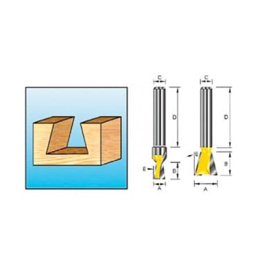 Фреза ласточкин хвост 19x22.2x12x38 мм R7 Makita D-10914