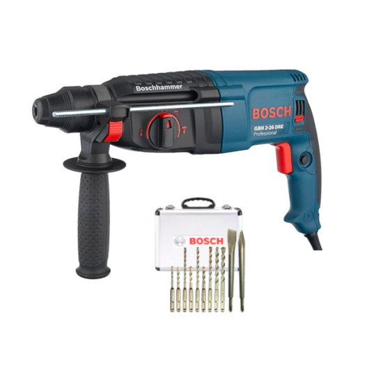 Перфоратор SDS-plus GBH 2-26 DRE + 9 сверел и 2 зубила SDS Plus в кейсе