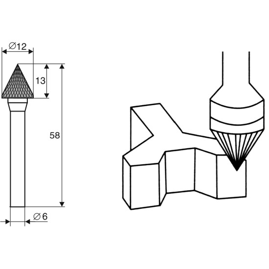 Борфреза Коническая 60 градусов 