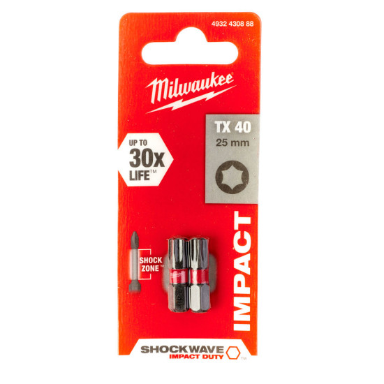 Бита SHOCKWAVE TX40 25мм (2шт), MILWAUKEE, 4932430888