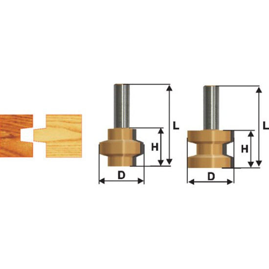 Набор фрез пазо-шип ф38,1х28,6мм хв 8мм 2шт