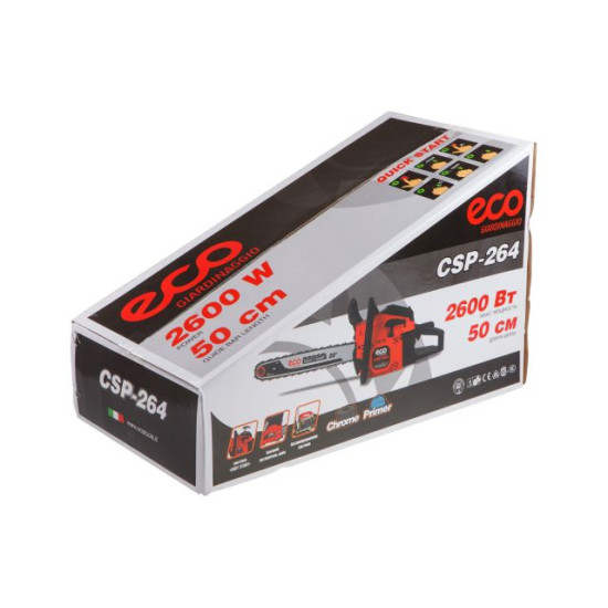Бензопила ECO CSP-264 шина 50 см (20"), 0.325", 1.5 мм, 76 зв (2.60 кВт, 3.5 л.с., 52 см3, вес 6.9 кг)