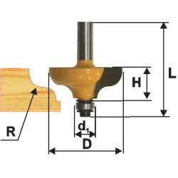 Фреза кром калевочная ф38,1х16мм R6,4мм хв 8мм