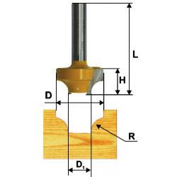 Фреза паз. фасонная ф31,8х15,5мм R9,5мм хв. 8мм