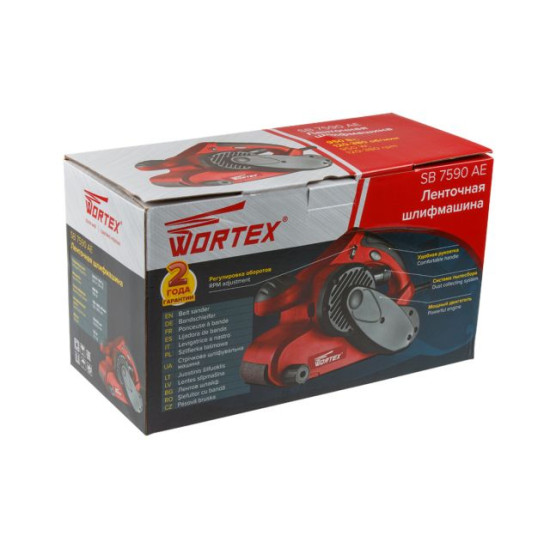 Ленточная шлифмашина WORTEX SB 7590 AE в кор. (950 Вт, лента 76х533 мм, регул. об.) (SB7590AE01321)
