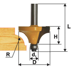 Фреза кромочная калевочная ф50,8х29мм R4,8мм хв 12