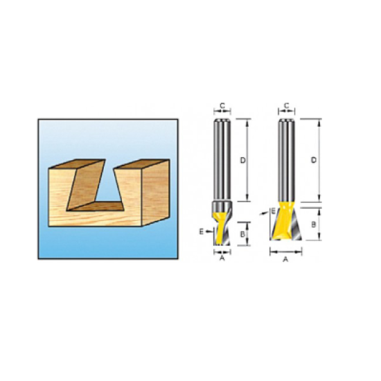 Фреза ласточкин хвост 52x5x14.3 мм R15 с боковыми резцами Makita D-48088