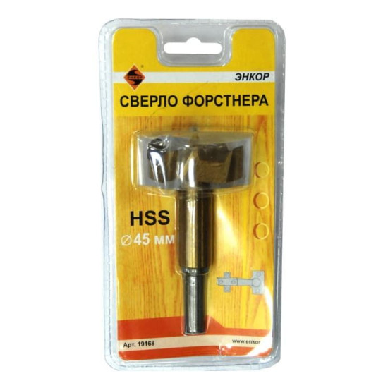 Сверло Форстнера в блистере (45 мм; HSS) по дереву Энкор 19168