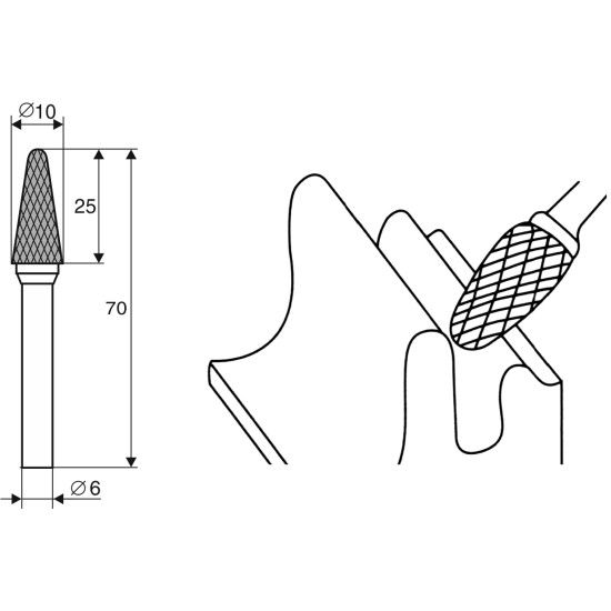 Борфреза Коническая закругленная 