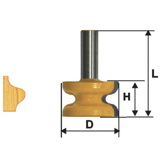 Фреза кромочная фигурная ф41,3х25,4мм хв 12мм