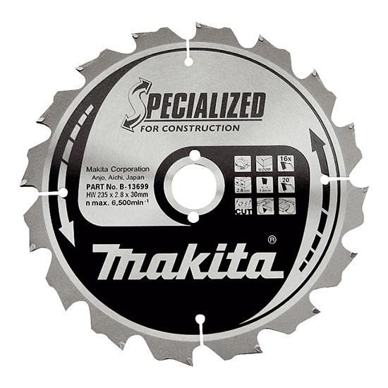 Пильный диск для строительных работ, 235x30x1.8x16T Makita B-13699