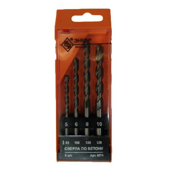 Набор сверл д/бетона 4шт (D 5,6,8,10 мм)