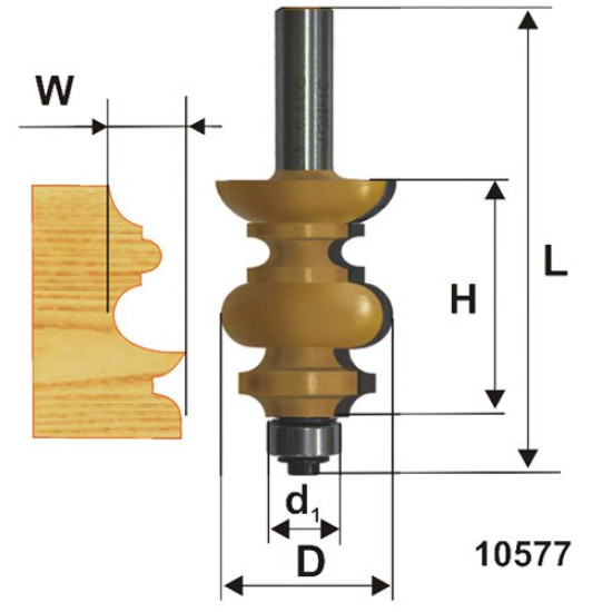 Фреза кромочная фигурная ф38,1х38мм хв 12мм