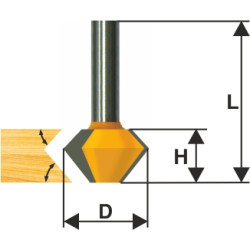Фреза кромочная конусная (41,3х22,2 мм; 30/60°; хвостовик 12 мм) Энкор 10640