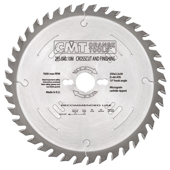 Диск пильный 300x30x3,2/2,2 15° 10° ATB Z=48, CMT, 285.048.12M