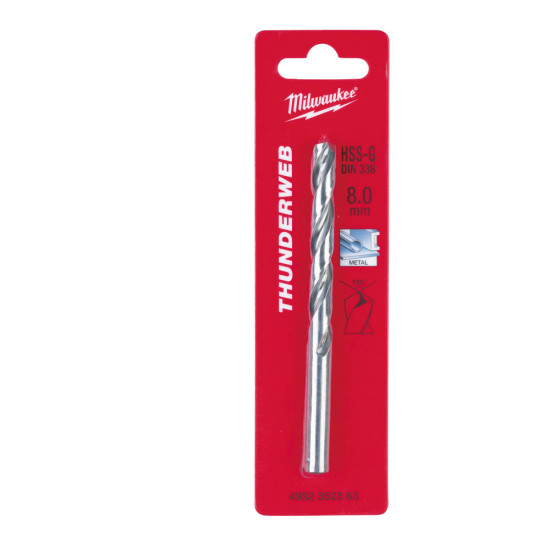 Сверло по металлу HSS-G DIN338 8.0 (1шт), MILWAUKEE, 4932352363