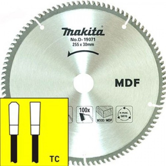 Пильный диск для резки MDF,255x30x2.4x100T, MAKITA, D-19071