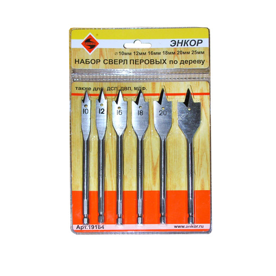 Набор сверл д/дерева 6 шт перовые блистер