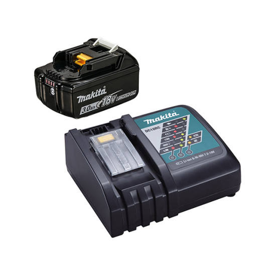 Комплект аккумулятор 18.0 В DC18RC 1 шт. + зарядное устройство BL1830B (Набор DC18RC 18V 3,0 Ah 1 шт. + BL1830B) (MAKITA)