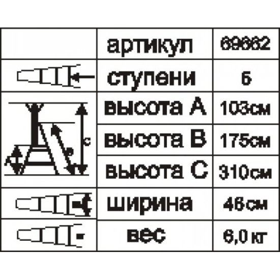 Стремянка стальная "Энкор" 5 ступеней, Энкор, 69662