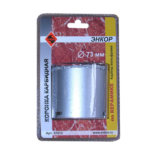 Коронка Энкор карбидная по керамике 73 мм