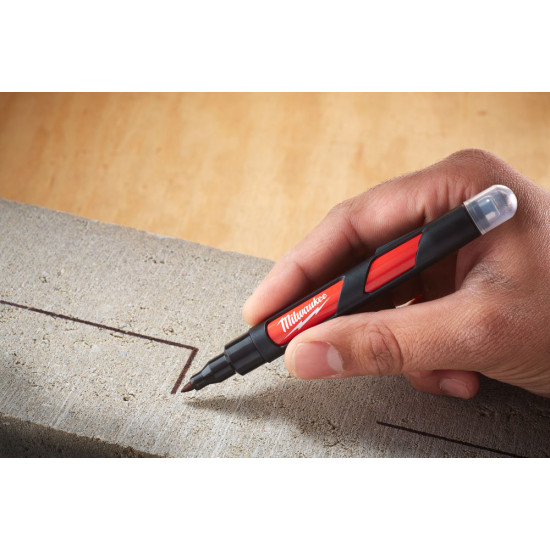 Маркер INKZALL для стройплощадки тонкий со Стилусом 1шт, MILWAUKEE, 48223101