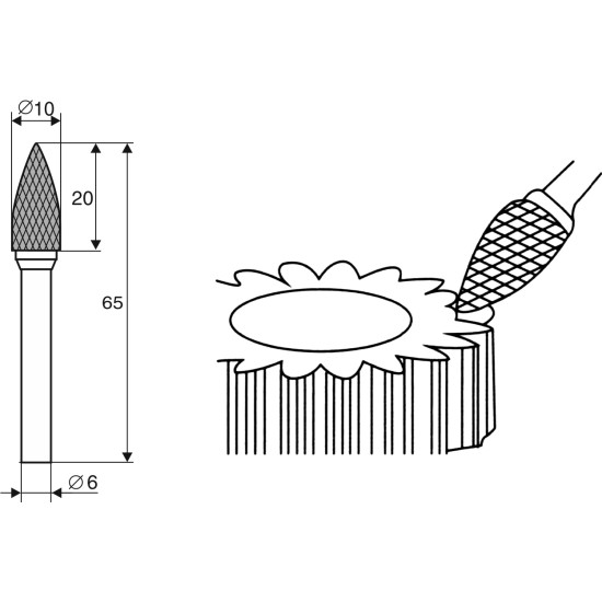 Борфреза Аркоподобная заостренная 