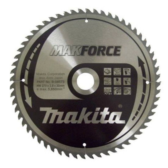Пильный диск для дерева MAKFORCE,270x30x1.8x60T, MAKITA, B-08573