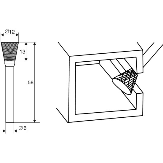 Борфреза Обратный конус 