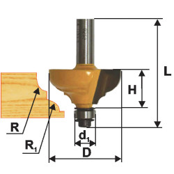 Фреза кром калевочная ф33,3х16мм R6,4мм хв 8мм