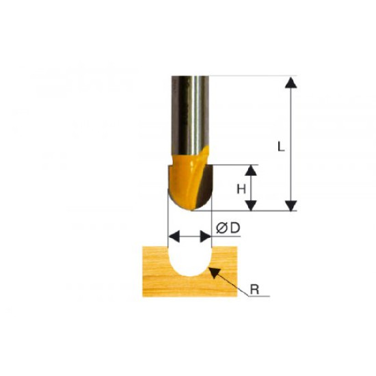 Фреза паз. гальтельная ф25,4х15мм R12,7мм хв. 8мм