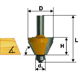 Фреза кром. конусная ф19х13мм 15° хв. 8мм