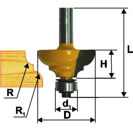 Фреза кром. калевочная ф28,7х12,7мм R4/4мм хв. 8мм
