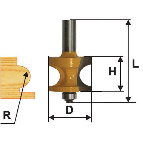 Фреза кромочная полустержневая ф41,3мм R12,7мм хв
