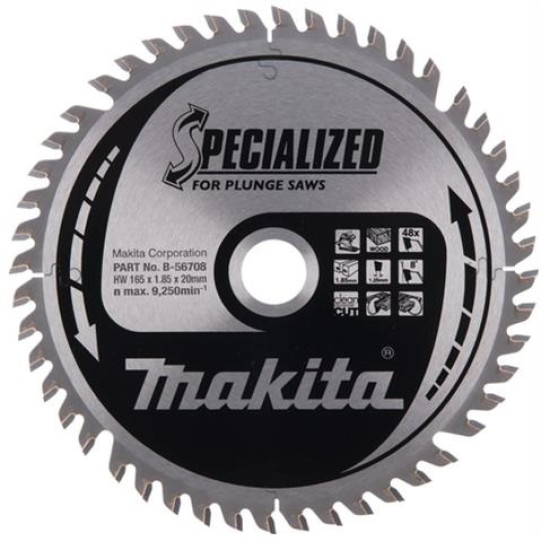 Пильный диск для аккумуляторных пил 165x1.85x20; 48T ATB Makita B-56708