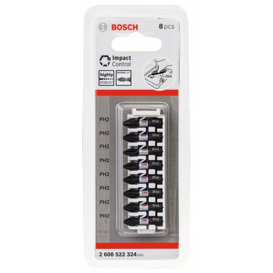 Набор бит PH2 Impact Control (8 шт) BOSCH(2608522324)