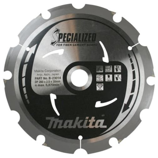 Пильный диск для цементоволокнистых плит 260x2.5x30 6T FTG Makita B-23014