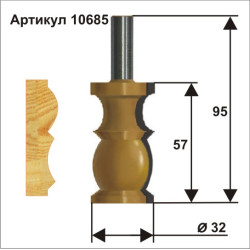 Фреза кром фигурная ф32х57мм хв 12мм