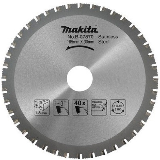 Диск для нержавеющей стали, 185x1.8x30, 40T, SMTCG Makita B-07870