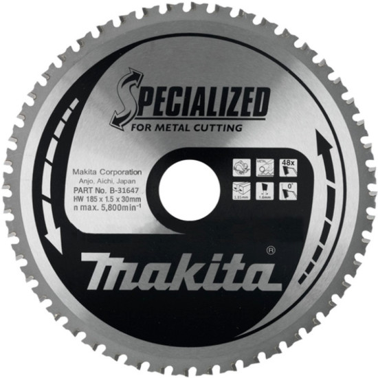 Диск пильный по металлу, 185x1.85x30, 48T, SMTCG Makita B-31647