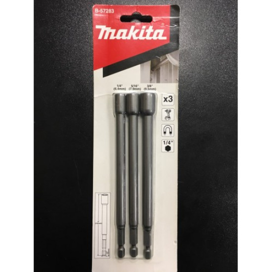 Набор магнитных торцовых головок 1/4"(6,4мм)/5/16"(7,9мм)/3/8"(9,5мм), MAKITA, B-57283