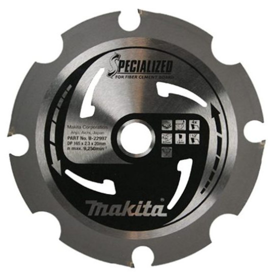 Пильный диск для цементоволокнистых плит 165x2.3x20 4T FTG Makita B-31538