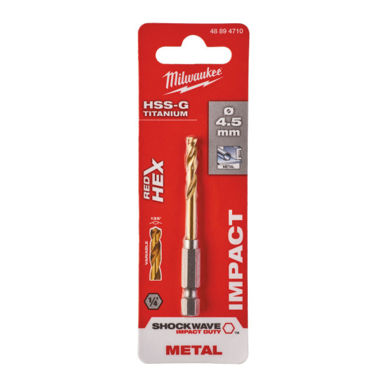 Сверло по металлу SWave HSS-G Ti. 4.5mm (1шт), MILWAUKEE, 48894710