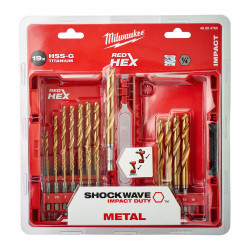 Набор сверл по металлу Milwaukee Shockwave HSS-G Tin Red Hex (19 шт), MILWAUKEE, 48894760