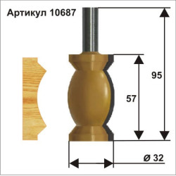 Фреза кром фигурная ф32х57мм хв 12мм