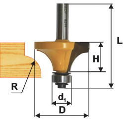 Фреза кромочная калевочная ф22,2х13мм R4,8мм хв 8м